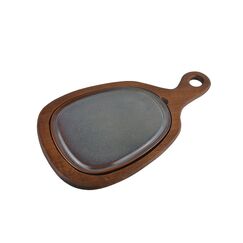 Блюдо для подачи с ручкой на деревянной подставке 24,5*20,5 см. h=2,5 см, фарфор, серия Gloire, Bonna