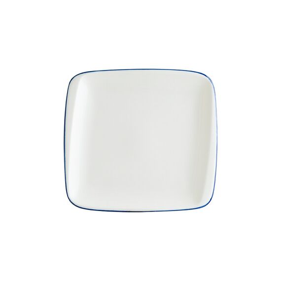 Тарелка прямоугольная без полей 270*250 мм, Retro, синий край, форма Мув, Bonna 