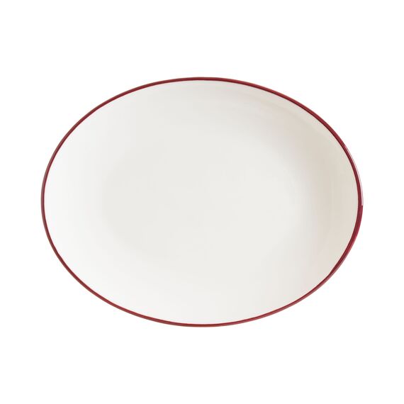 Блюдо овальное 250*190 мм, Linea, цвет бургундский, форма Мув, Bonna 